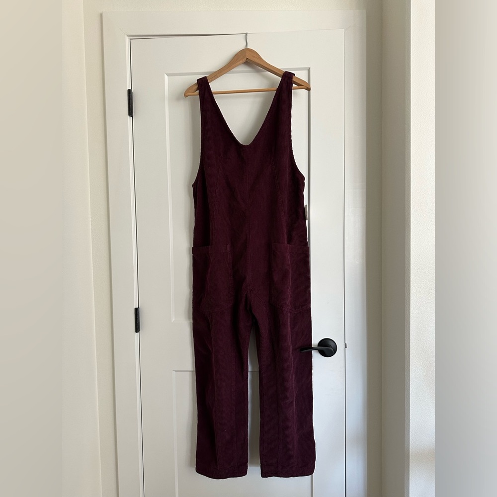 NWT Free People - We The Free High Roller Cord Jumpsuit Italian Plum S Corduroy